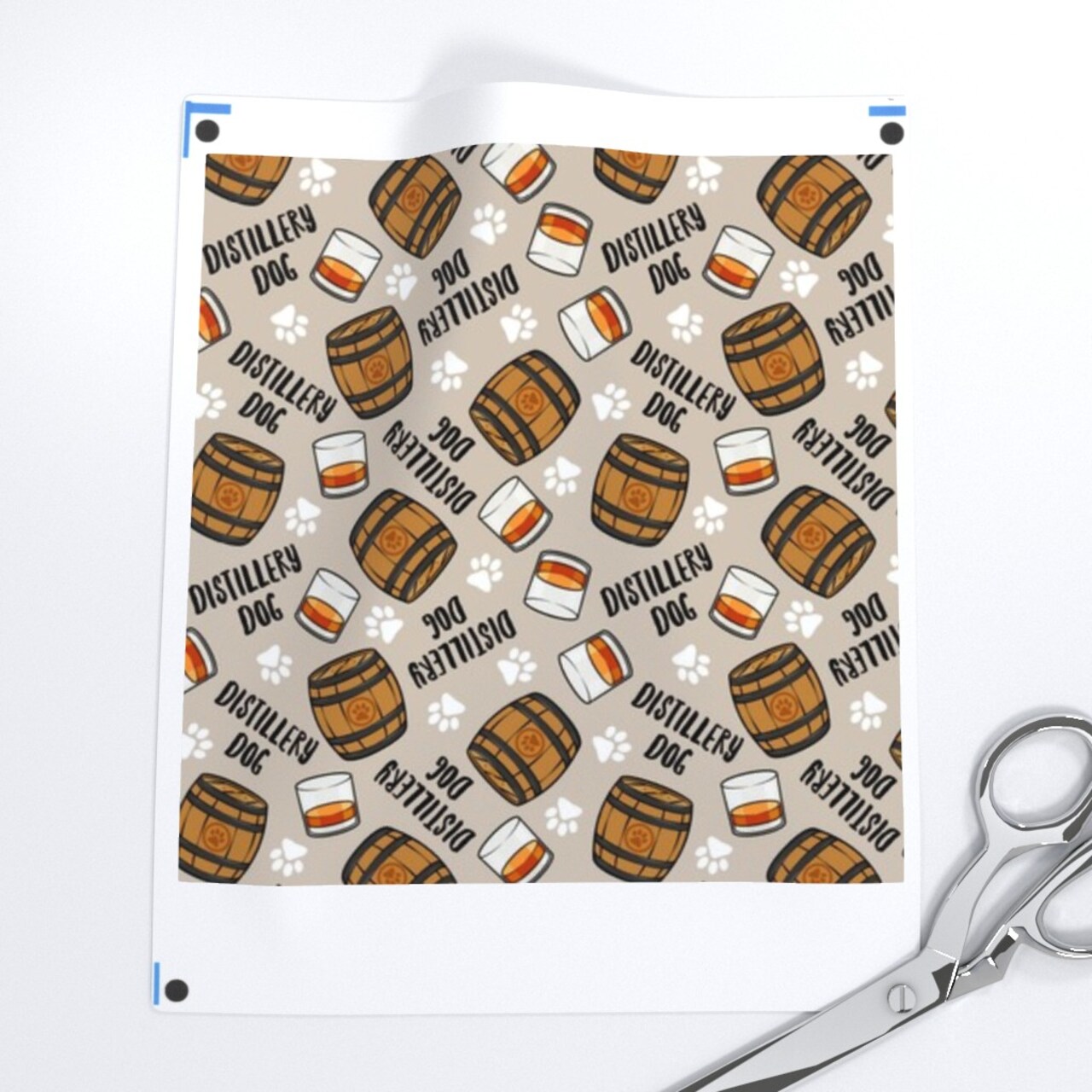 Whisky Barrel Cute Whiskey Liquor Bourbon Dogs Animals Paw Print Beer Custom Printed Fabric by Spoonflower Various Fabrics by the Yard or Fat Quarter